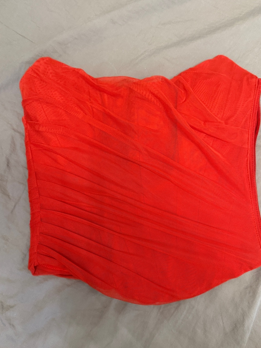 House of CB Red Strapless Ruched Corset Top